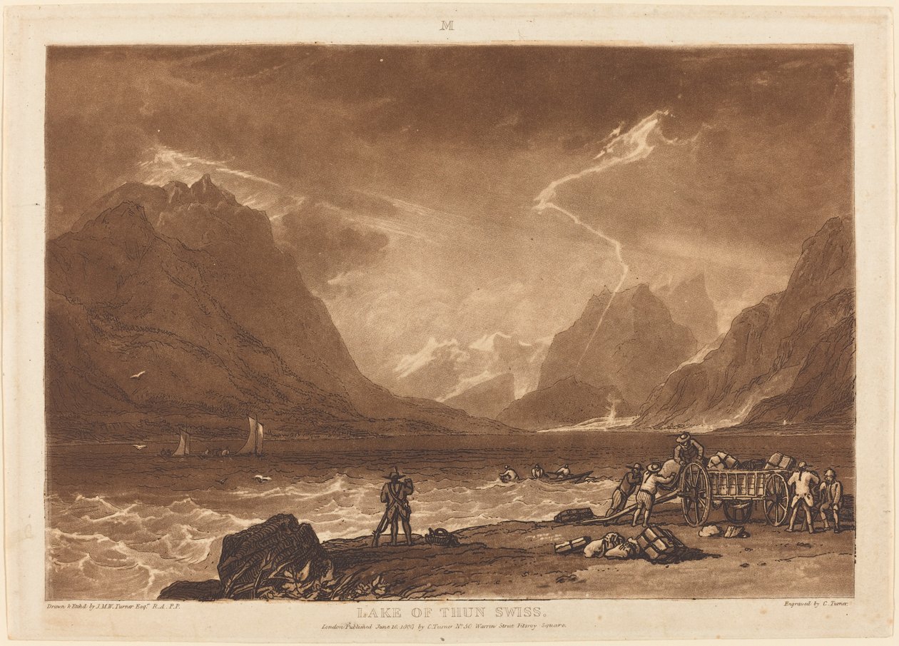 Lake of Thun, julkaistu 1808. tekijältä Joseph Mallord William Turner