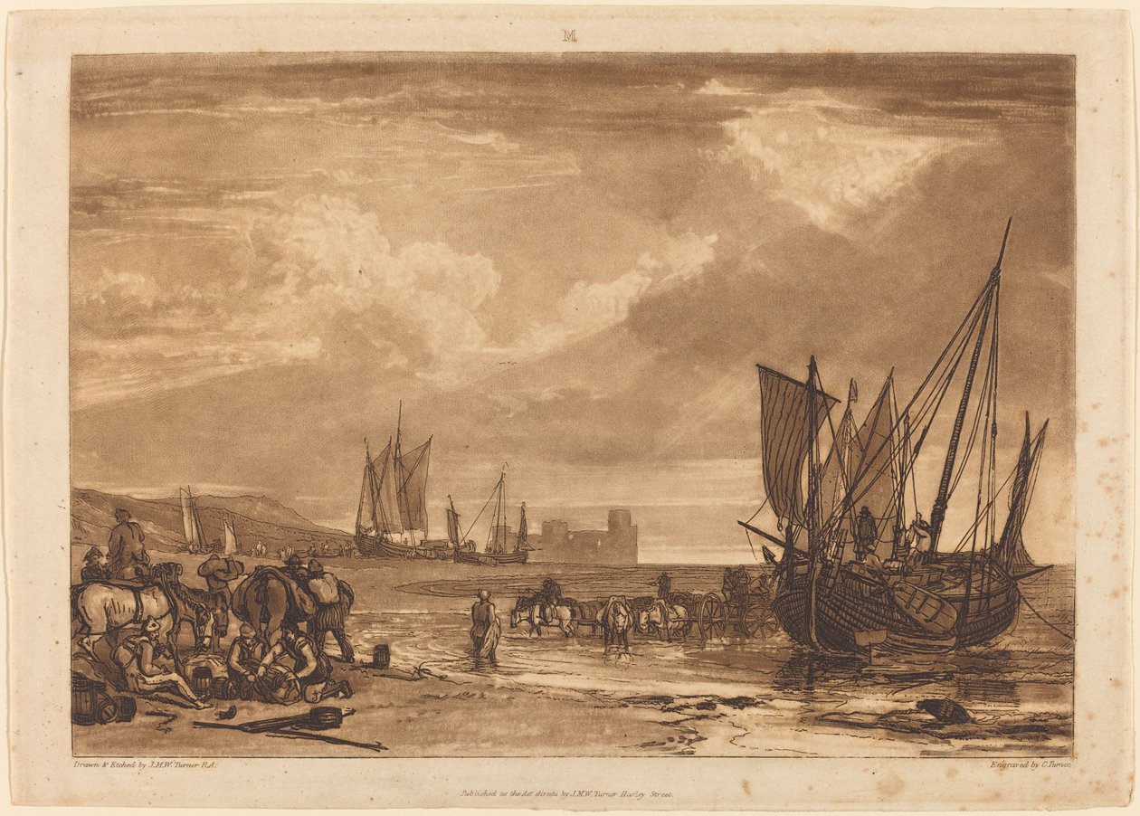 Kohtaus Ranskan rannikolla, julkaistu 1807. tekijältä Joseph Mallord William Turner