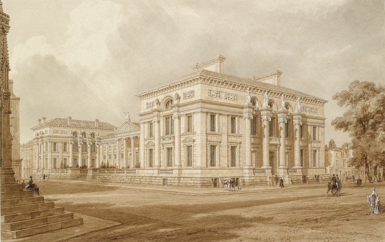 Kaakkoisnäkymä Taylor-rakennuksesta ja yliopistogallerioista, 1800-luku tekijältä Joseph Mallord William Turner