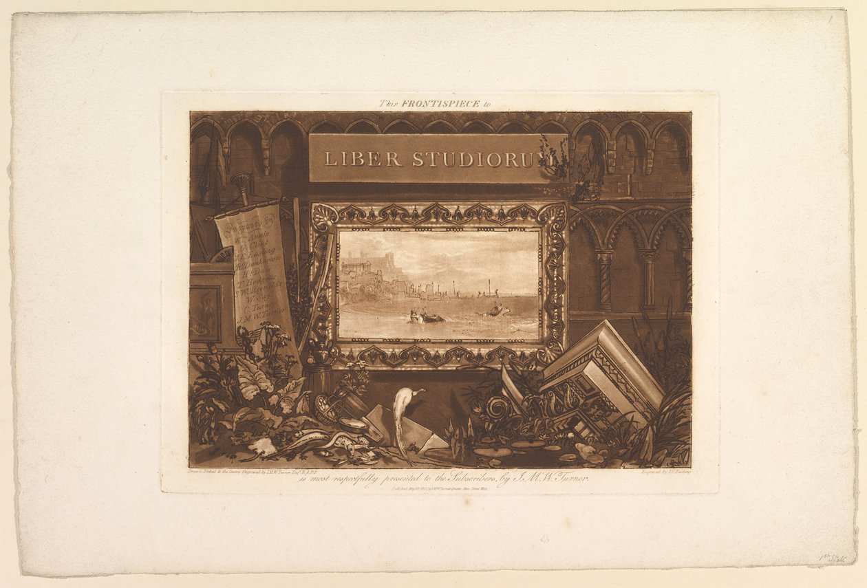 Frontispiece Liber Studiorumille, toukokuu 1812. tekijältä Joseph Mallord William Turner