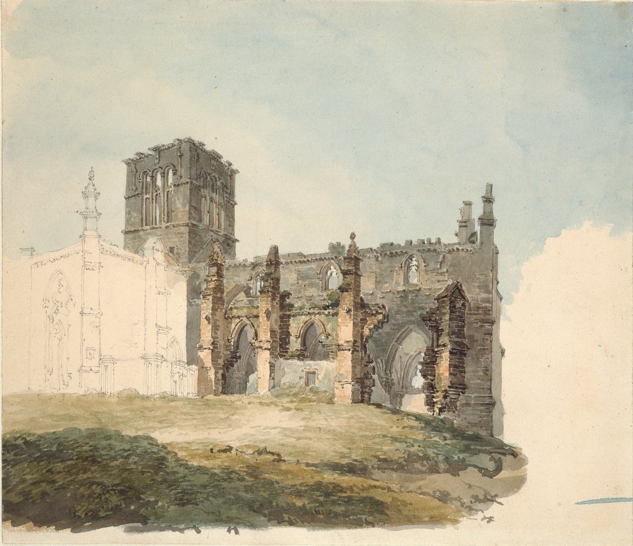 Ruined Abbey Haddingtonissa, vuodelta 1794 tekijältä Joseph Mallord William Turner