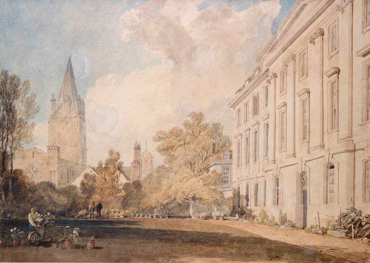 Näkymä Kristuksen katedraalille ja osa Corpus Christi Collegea, 1803-1804 tekijältä Joseph Mallord William Turner
