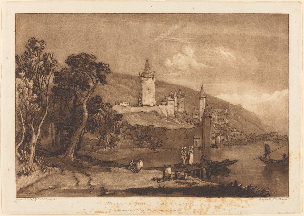 Ville de Thun, julkaistu 1816. tekijältä Joseph Mallord William Turner