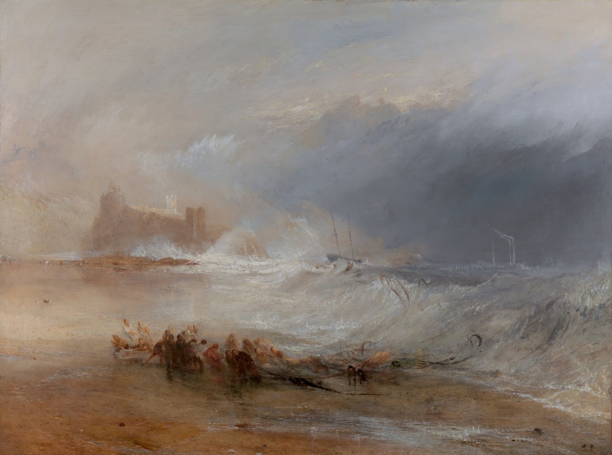 Wreckers - Northumberlandin rannikko, jossa höyryvene auttoi laivaa rannikolla, vuosina 1833 - tekijältä Joseph Mallord William Turner