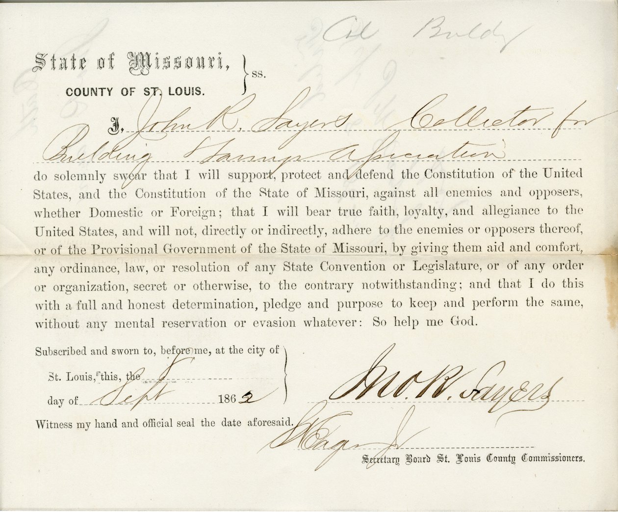 Uskollisuusvala John R. Sayers Missourista, St.Louisin kreivikunta tekijältä J.R. Sayers