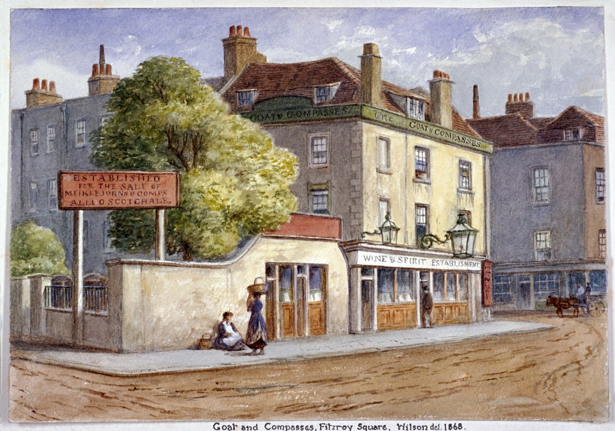 Old Goat and Compasses Inn, Marylebone Road, Lontoo, 1868 tekijältä JT Wilson