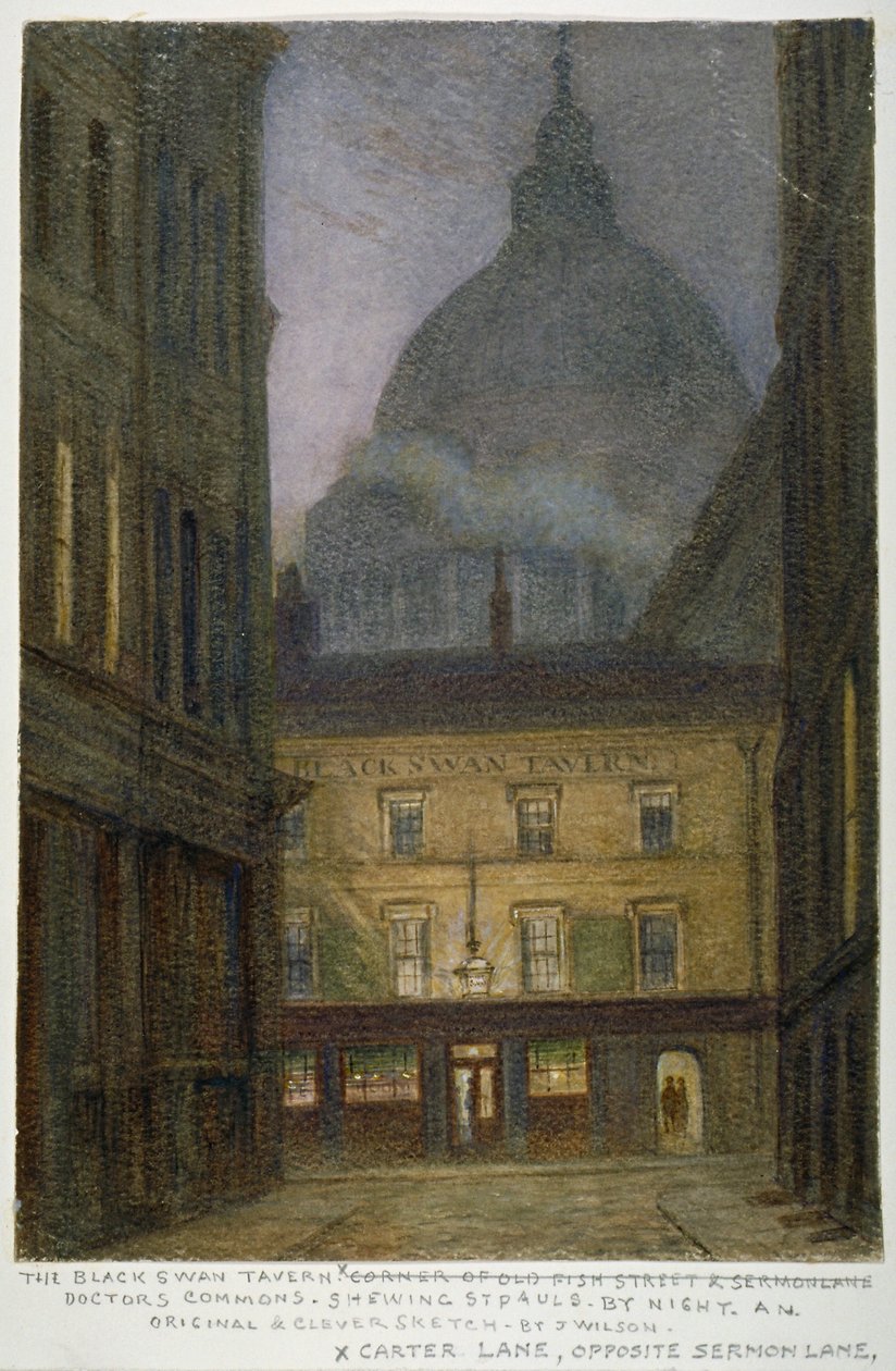Black Swan Tavern Carter Lanella Lontoon Cityssä, 1870 tekijältä JT Wilson