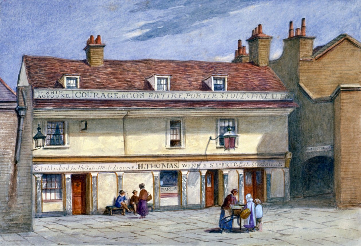 The Ship Aground -pubi, Wolseley Street, Bermondsey, Lontoo, n. 1875. tekijältä JT Wilson