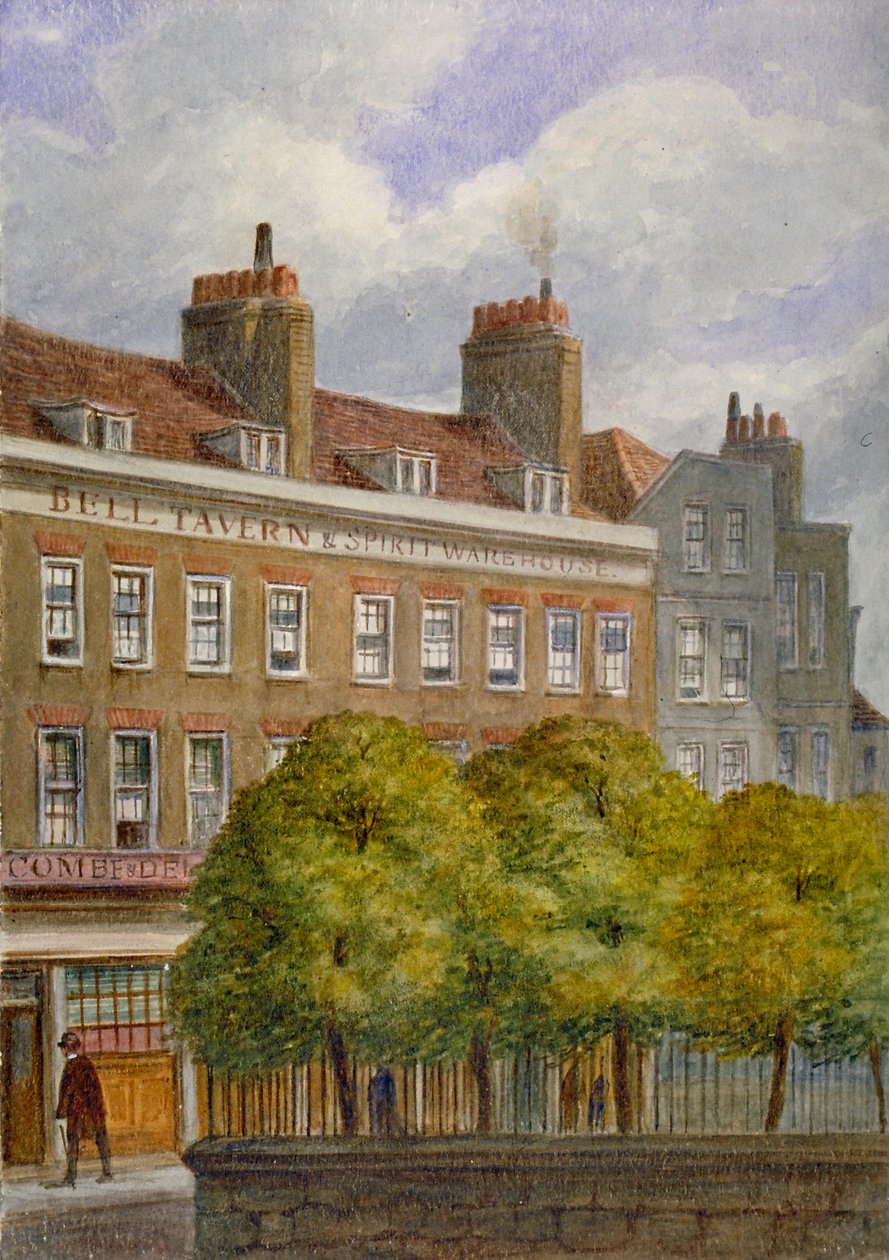 Näkymä Bell Tavernille, Church Row, Aldgate, Lontoon kaupunki, 1870. tekijältä JT Wilson