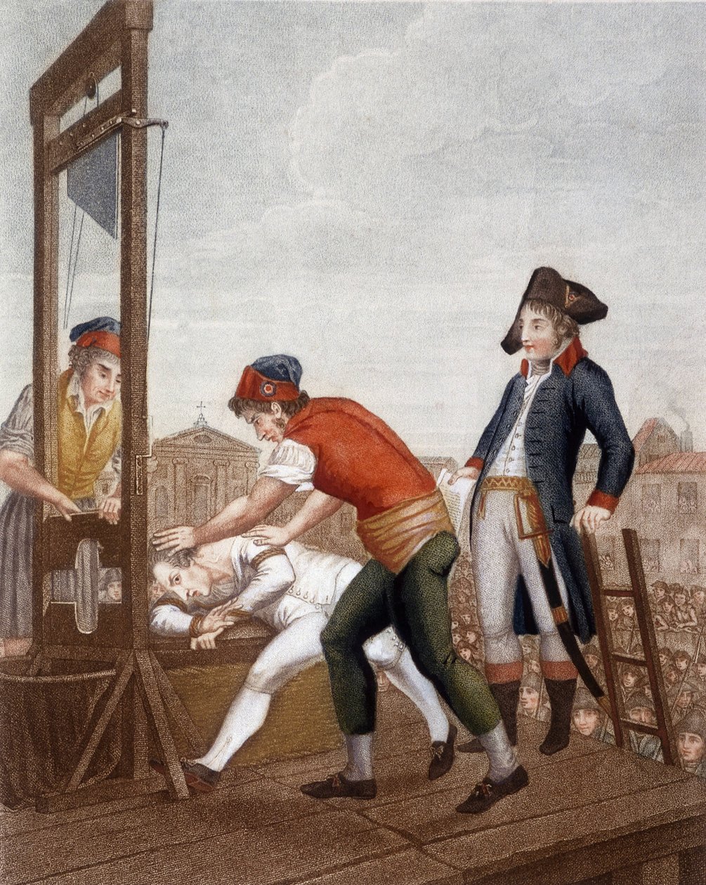 Maximilien Marie Isidore de Robespierre giljotiinissa tekijältä J. (after) Beys