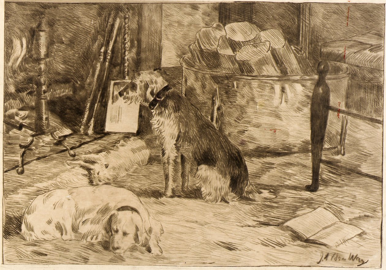 Koirat tulisijaan nro 1 tekijältä J. Alden Weir