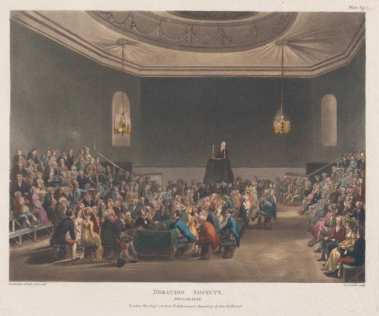 Debating Society, Piccadilly, 1. elokuuta 1808, 1. elokuuta 1808. tekijältä J. Bluck