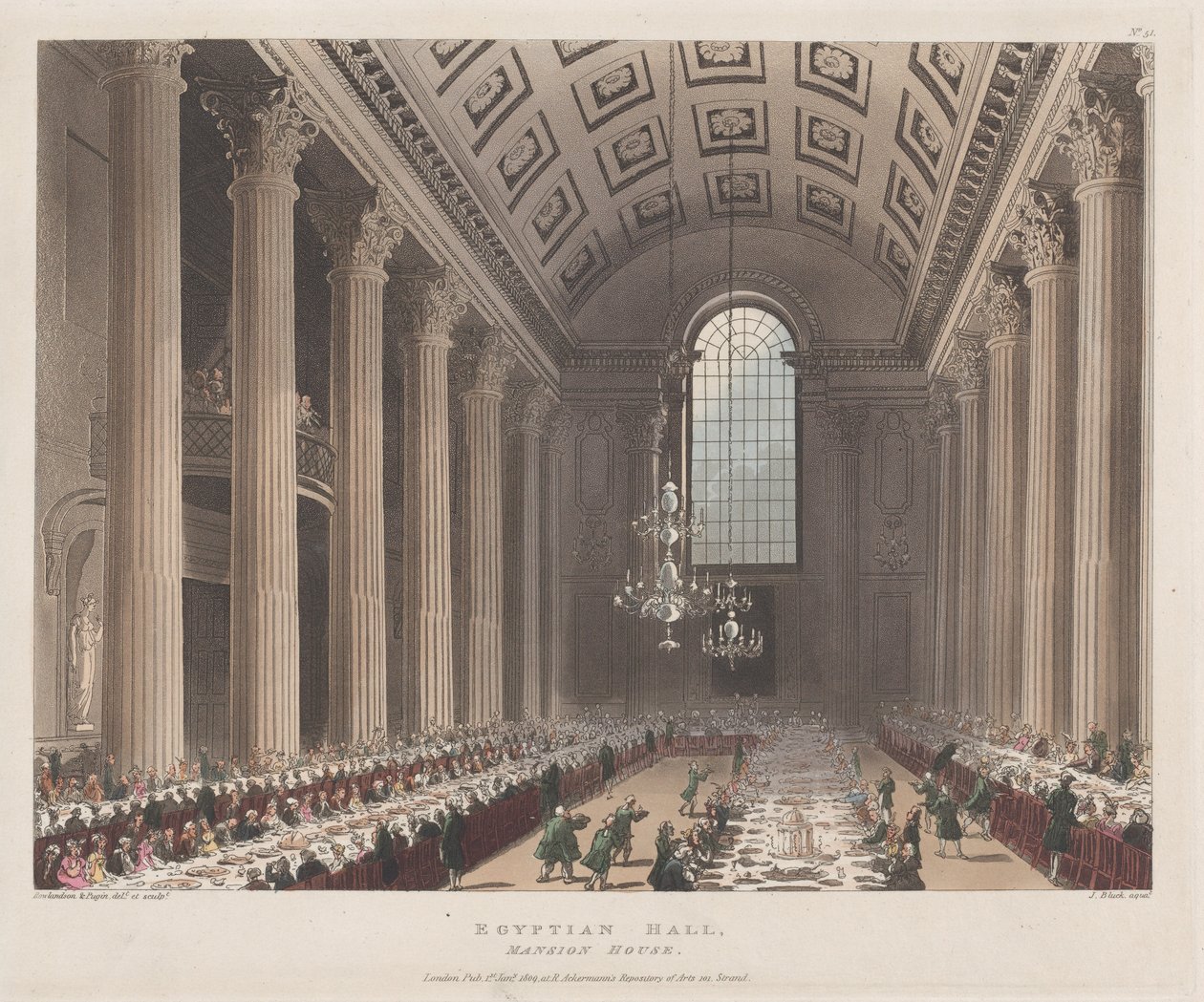 Egyptian Hall, Mansion House, 1. tammikuuta 1809, 1. tammikuuta 1809. tekijältä J. Bluck