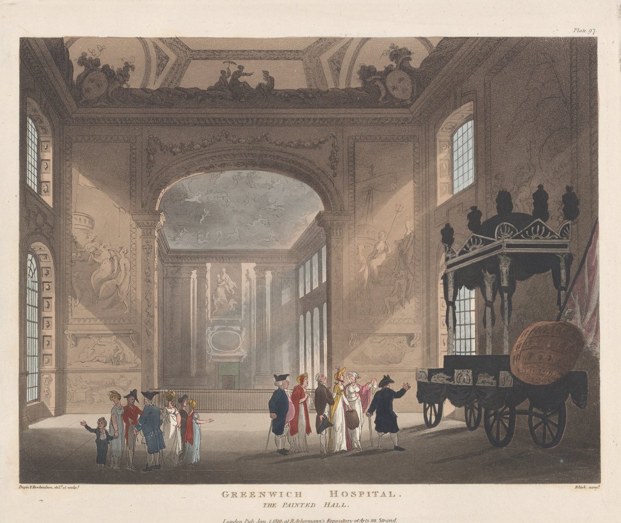 Greenwich Hospital, The Painted Hall, 1. tammikuuta 1810, 1. tammikuuta 1810. tekijältä J. Bluck