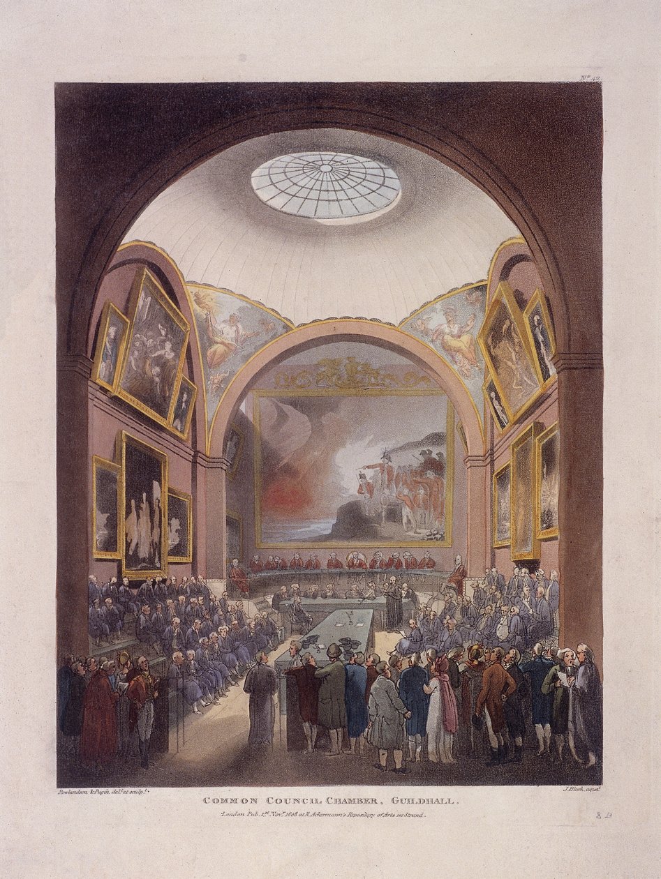 Guildhall Council Chamber, Lontoo, 1808 tekijältä J Bluck