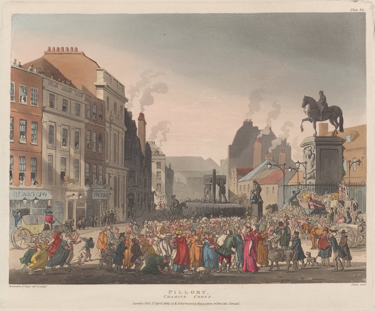 Pillory, Charing Cross, 1. huhtikuuta 1809, 1. huhtikuuta 1809. tekijältä J. Bluck