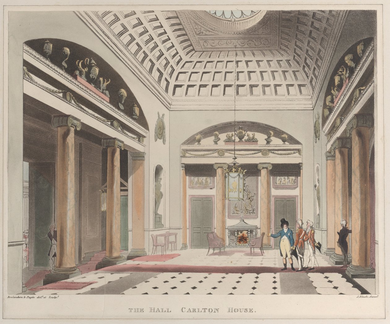 Lontoon Hall Carlton House Microcosm, levy 15, 1. huhtikuuta 1808, 1. huhtikuuta 1808. tekijältä J. Bluck
