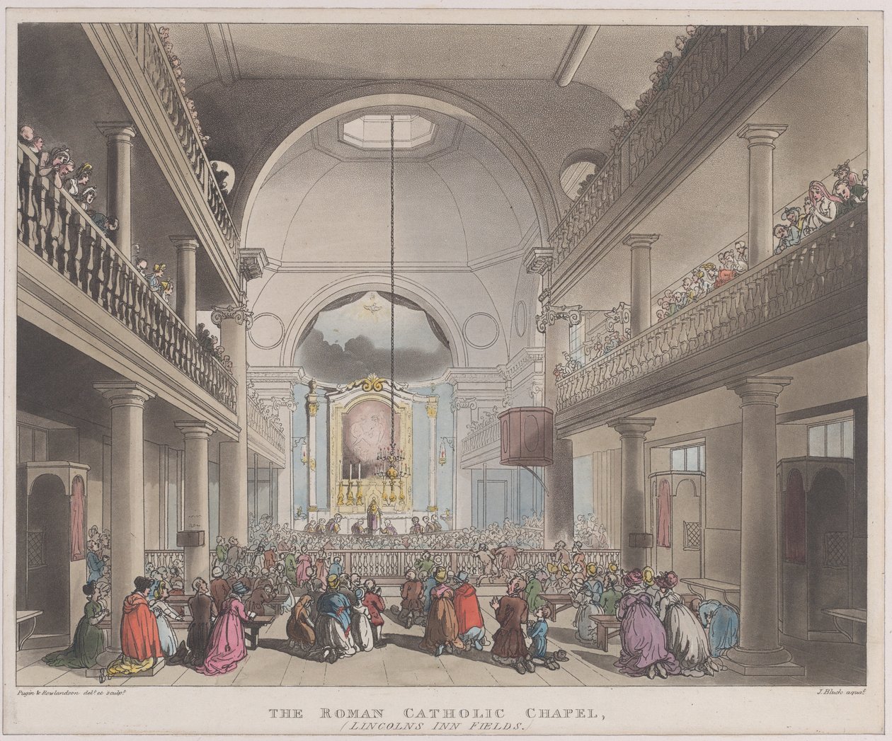 Roomalaiskatolinen kappeli, Lincolns Inn Fields, 1. huhtikuuta 1808, 1. huhtikuuta 1808. tekijältä J. Bluck