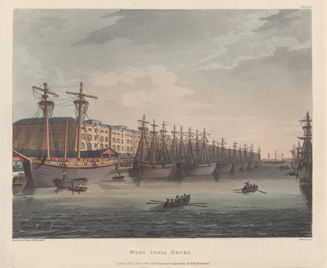 West India Docks, 1. tammikuuta 1810, 1. tammikuuta 1810. tekijältä J. Bluck