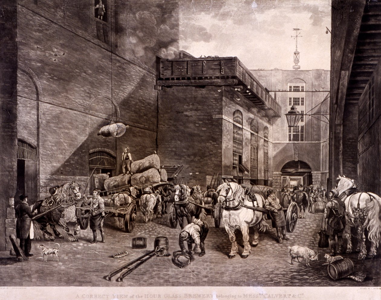 Hour Glass -panimo Upper Thames Streetillä, Lontoossa, 1821. tekijältä J Bromley