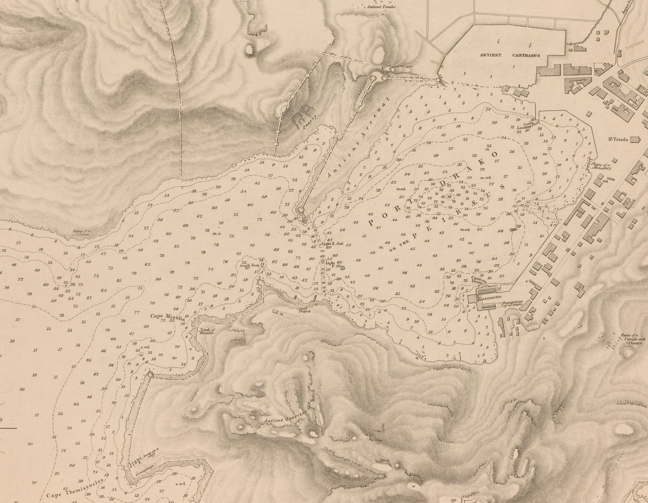 Kreikka, Peiraeus tai Port Drako, jonka kartoitti komentaja Thomas Graves, H.M.S. Beacon 1840, [Yksityiskohta]. tekijältä J. & C. Walker