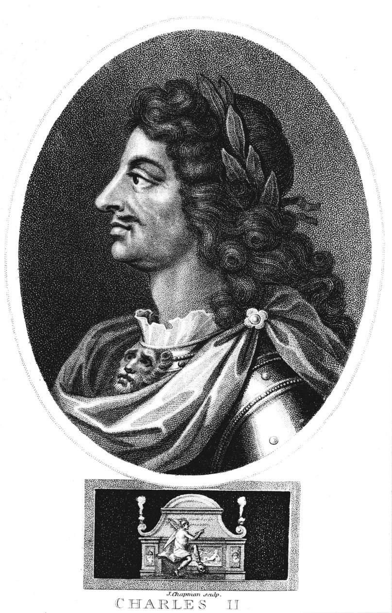 Charles II, Ison-Britannian ja Irlannin kuningas 1660-1685, c1810 tekijältä J. Chapman