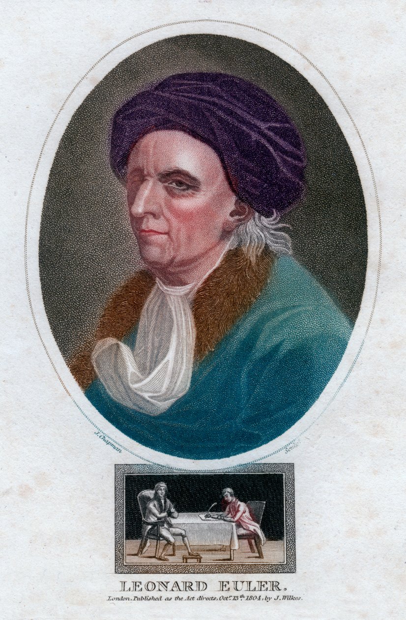 Leonhard Euler, 1700-luvun sveitsiläinen matemaatikko ja fyysikko, 1804. tekijältä J. Chapman