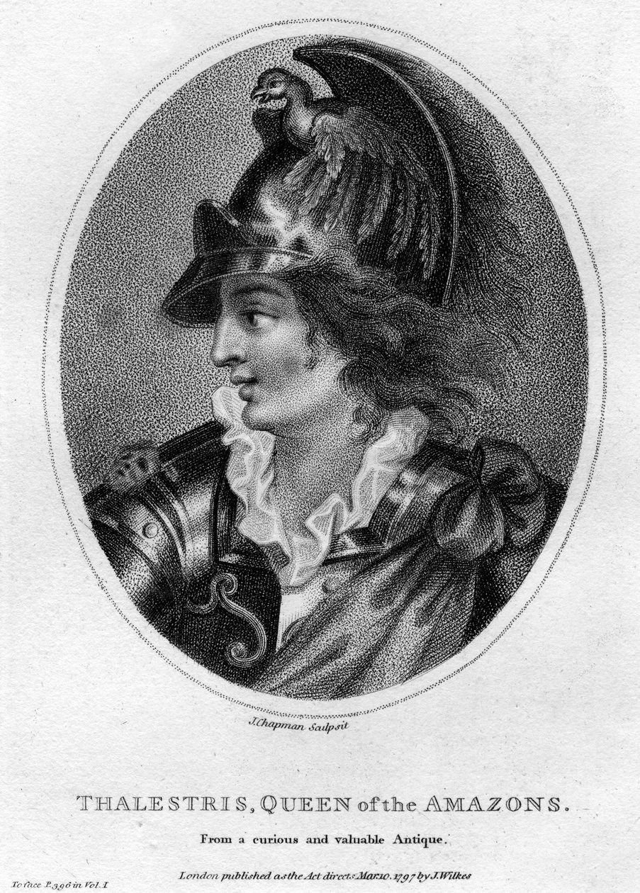 Thalestris, myyttinen Amazonien kuningatar, 1797. tekijältä J. Chapman