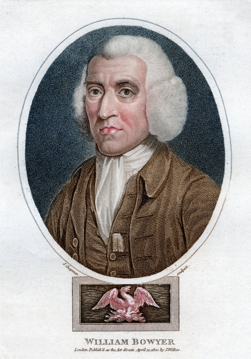 William Bowyer, 1700-luvun englantilainen painotalo ja kirjallisuustoimittaja, 1800. tekijältä J. Chapman