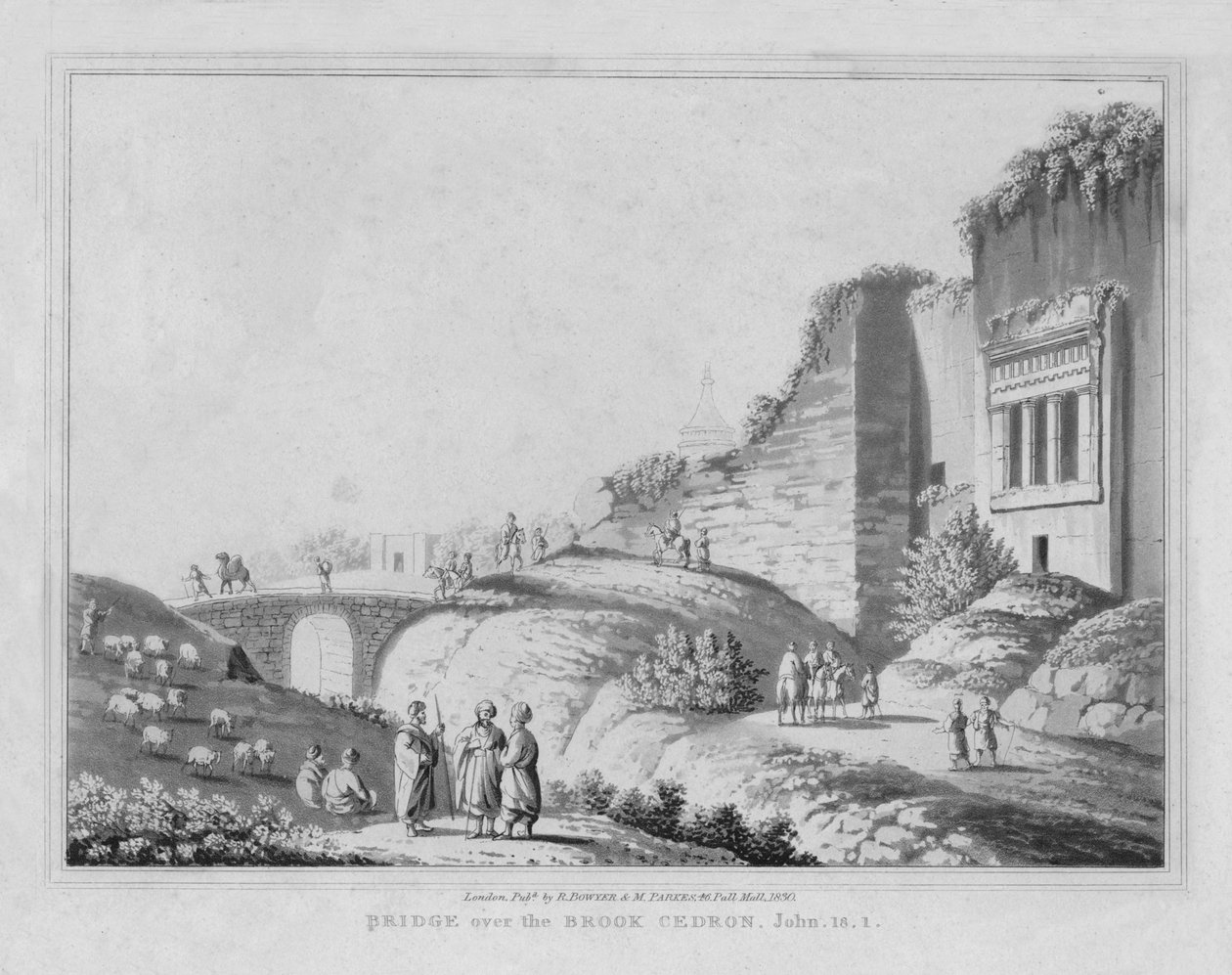 Silta Brook Cedronin yli. Johannes, 18.1.1830 tekijältä J. Clarke