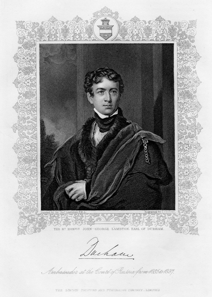 John George Lambton, Durhamin jaarli, 1800-luku tekijältä J. Cochran