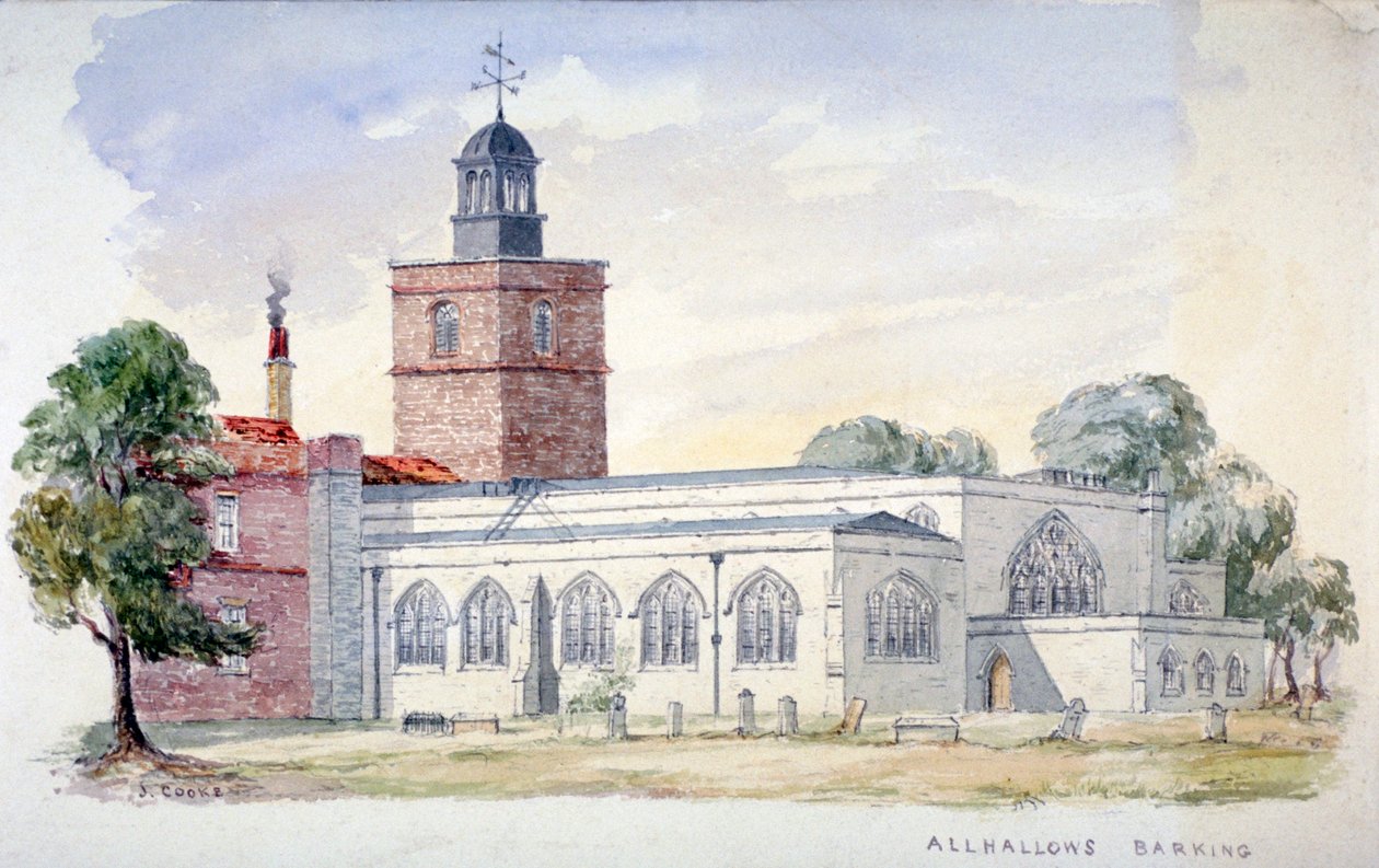 All Hallows-by-the-Tower Church, Lontoo, 1840 tekijältä J Cooke