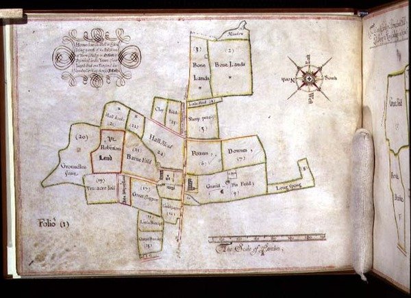 Arkisto 5674 Kartta Hornechurch Hallin maista Essexissä, jonka omistaa New College, Oxford tekijältä J. E. Coffin