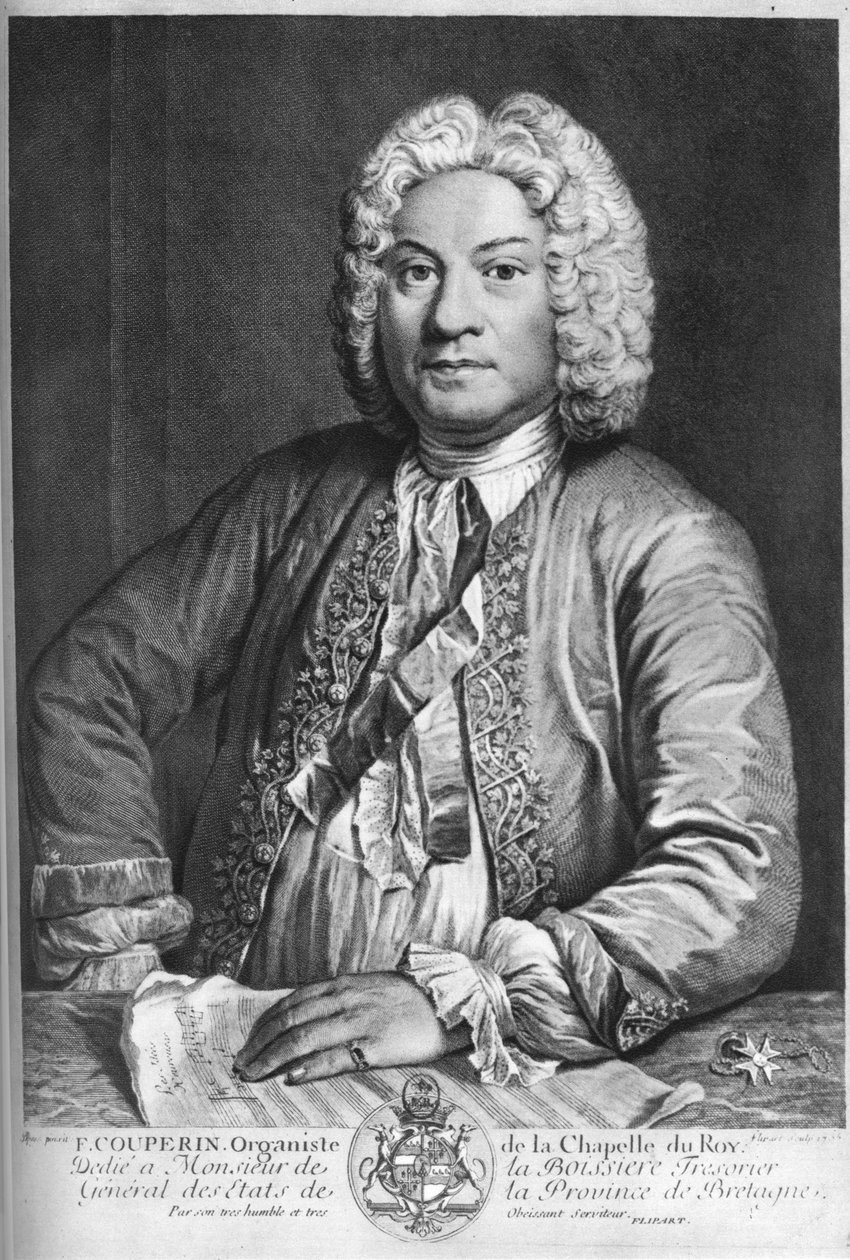 François Couperin, ranskalainen barokkisäveltäjä, urkuri ja cembalisti, 1735 tekijältä J Flippart