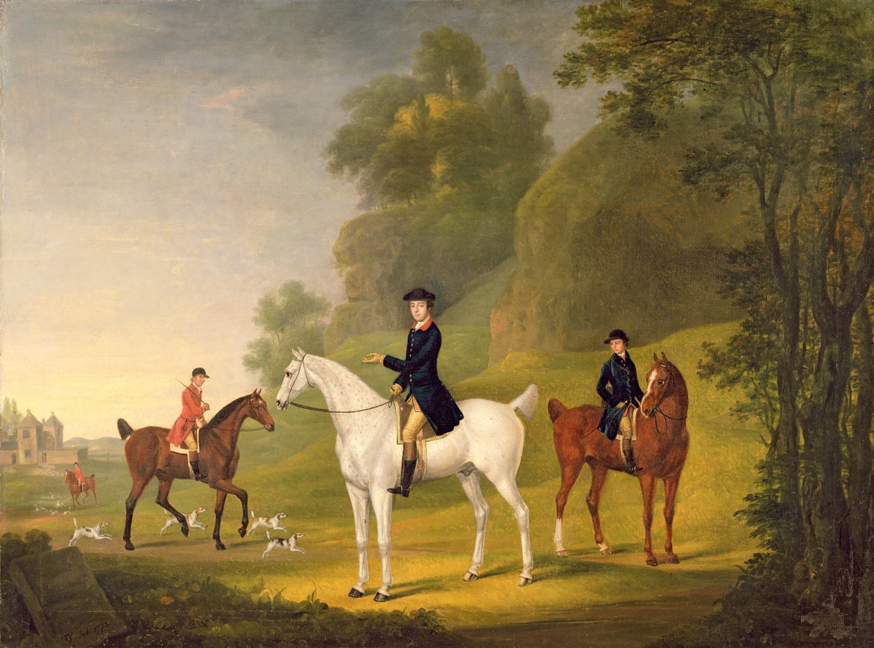 Lord Bulkeley ja hänen Harriers, hänen metsästäjä John Wells ja Whipper-In R. Jennings, 1773 tekijältä J. Francis Sartorius