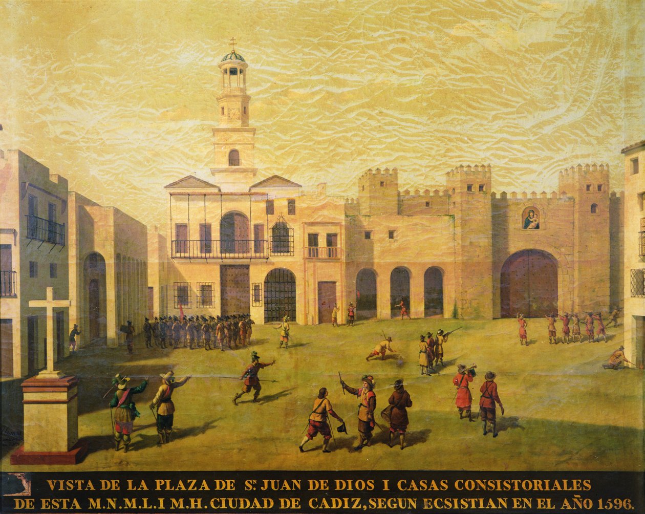 Plaza de San Juan de Dios vuonna 1596 (öljy kankaalle) tekijältä J. Garcia