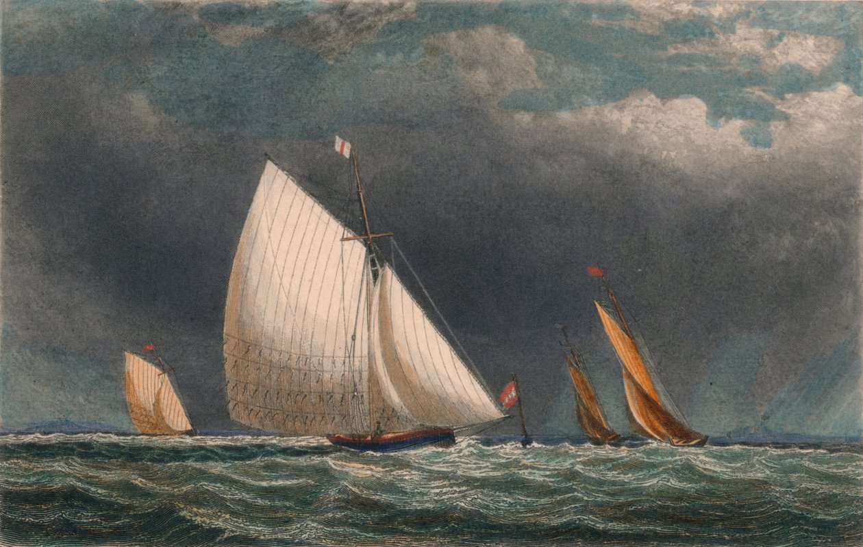 The Sailing Match, Yachts Rounding The Flag Buoy