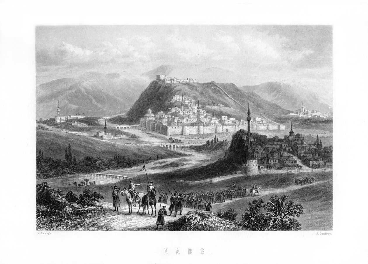 Kars, kaupunki Koillis-Turkissa, 1893. tekijältä J. Godfrey