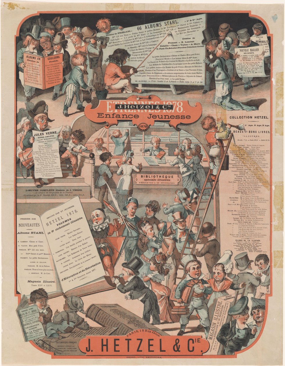 J. Hetzel & Cien rahastoluettelo Pariisissa Etrennes 1878 (otsikko esineessä) tekijältä J. Géoffroy Dickinson