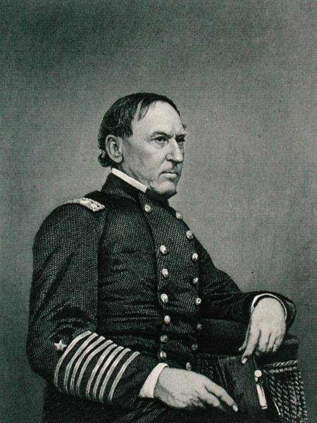 David Glasgow Farragut (1801-70), kaiverrettu William G. Jackmanin (fl.c.1840-60) valokuvan jälkeen (kaiverrus) tekijältä J. Gurney and Son
