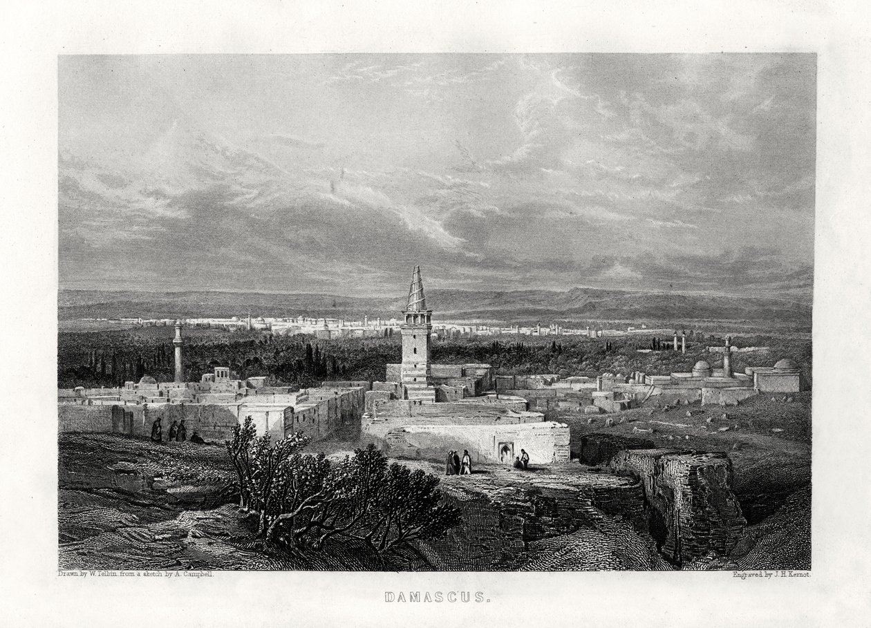 Damaskos, Syyria, 1800-luku tekijältä J. H. Kernot