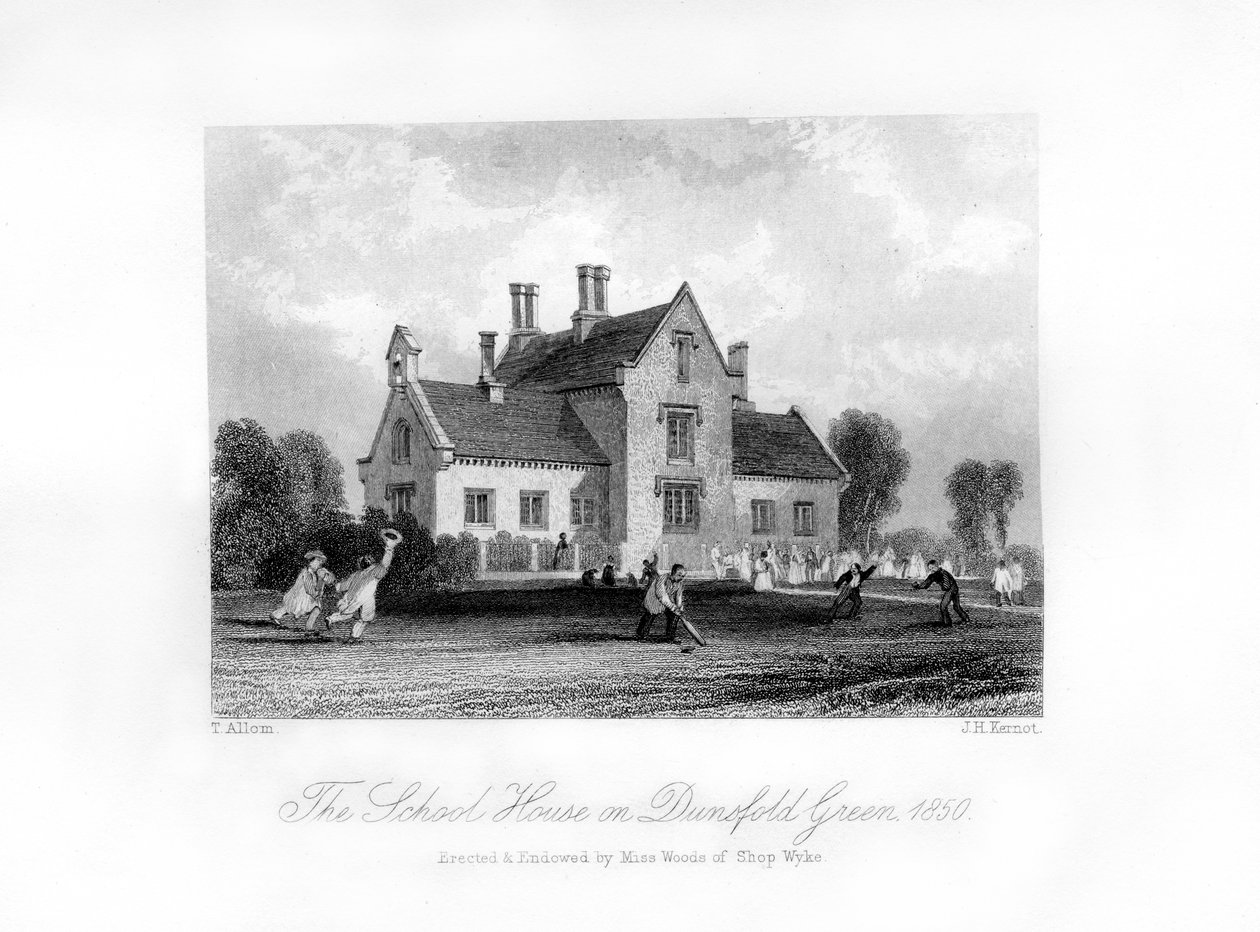 Koulutalo Dunsfold Greenissä, Surreyssa, 1850 tekijältä J. H. Kernot