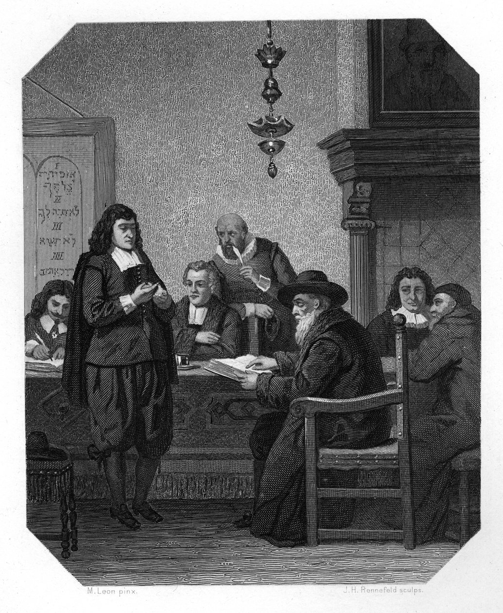 Benedict Spinoza, 1600-luvun hollantilainen filosofi, n. 1870. tekijältä J. H. Rennefeld