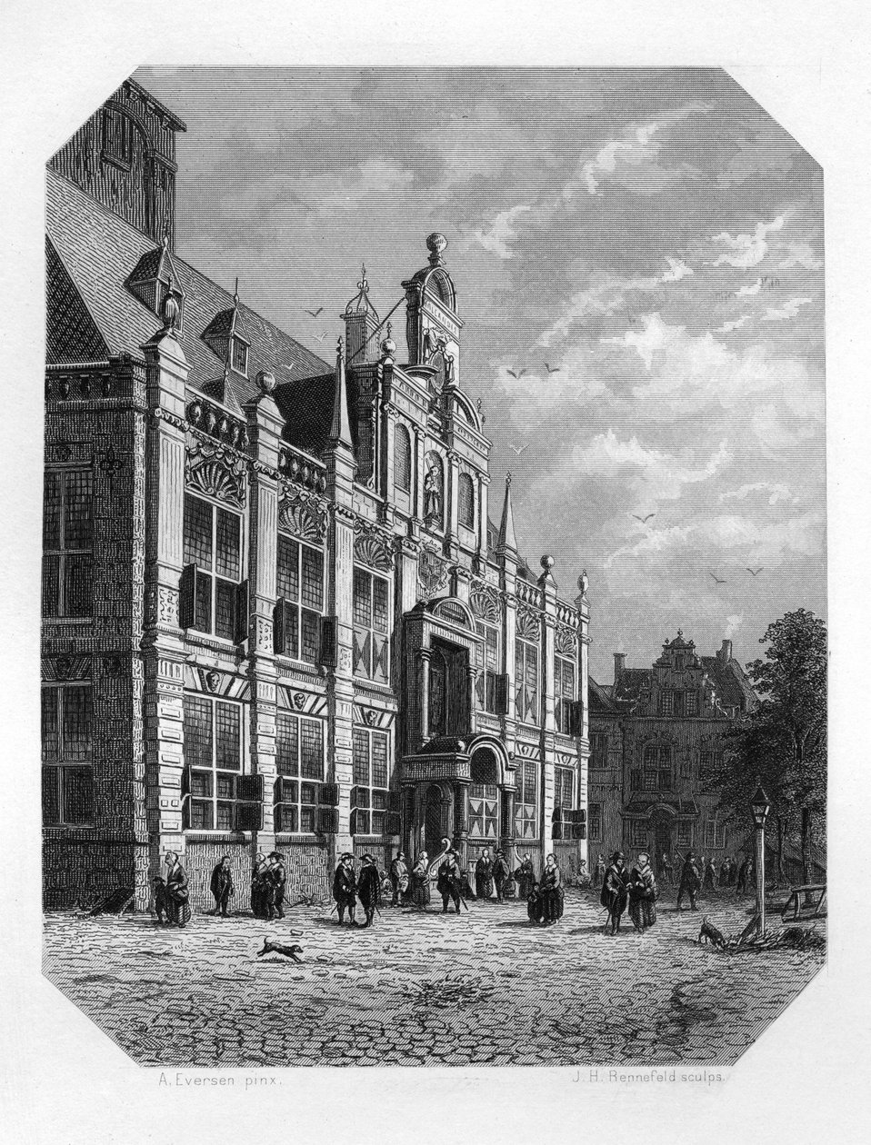 Delftin kaupungintalo, Alankomaat, 1620 c1870. tekijältä J. H. Rennefeld