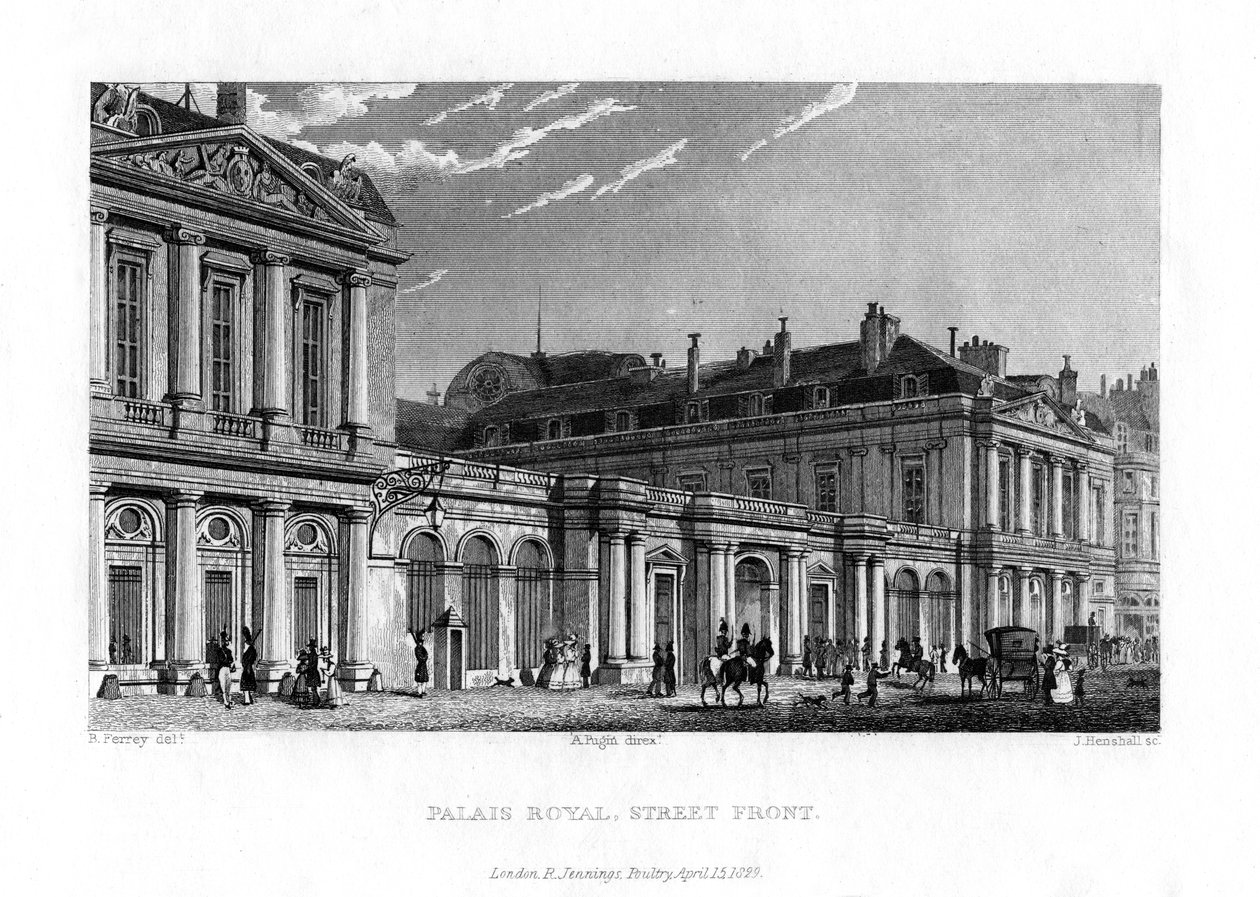 Kuninkaallinen palatsi, Pariisi, Ranska, 1829 tekijältä J. Hanshall