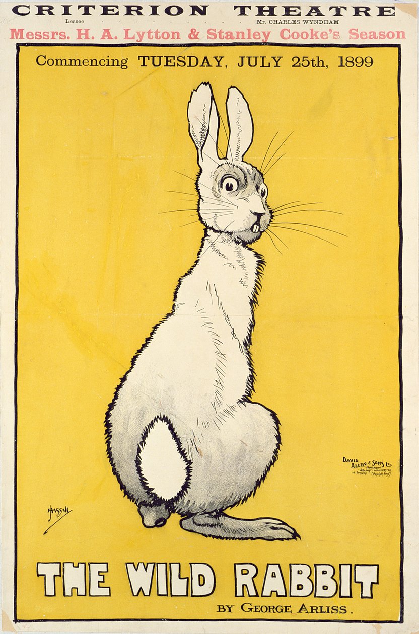 The Wild Rabbit -juliste, 1899 tekijältä J. Hissin