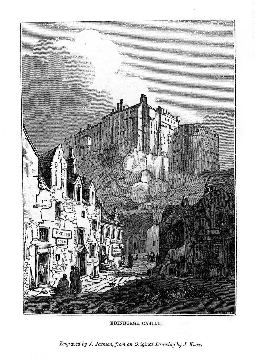 Edinburghin linna, c1535-1570 1843 tekijältä J. Jackson