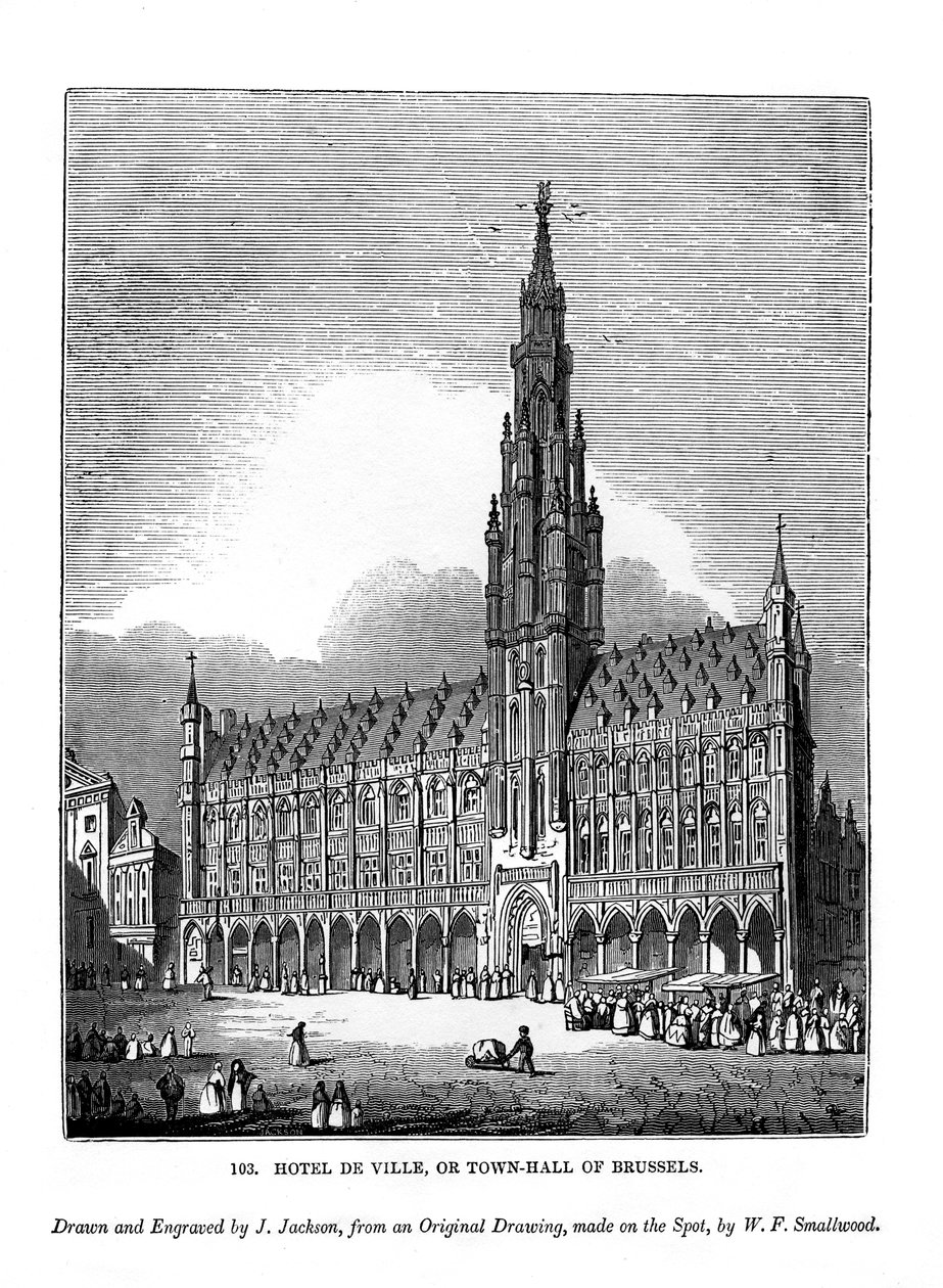 Hotel de Ville eli Brysselin kaupungintalo, 1843 tekijältä J. Jackson