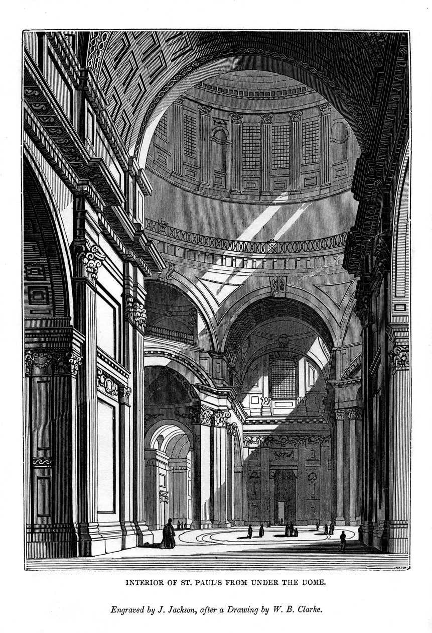 St Paulin sisätilat kupolin alta, 1843 tekijältä J. Jackson