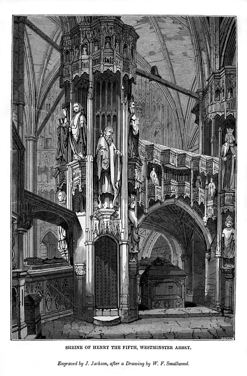 Henry V:n pyhäkkö, Westminster Abbey, 1843 tekijältä J. Jackson